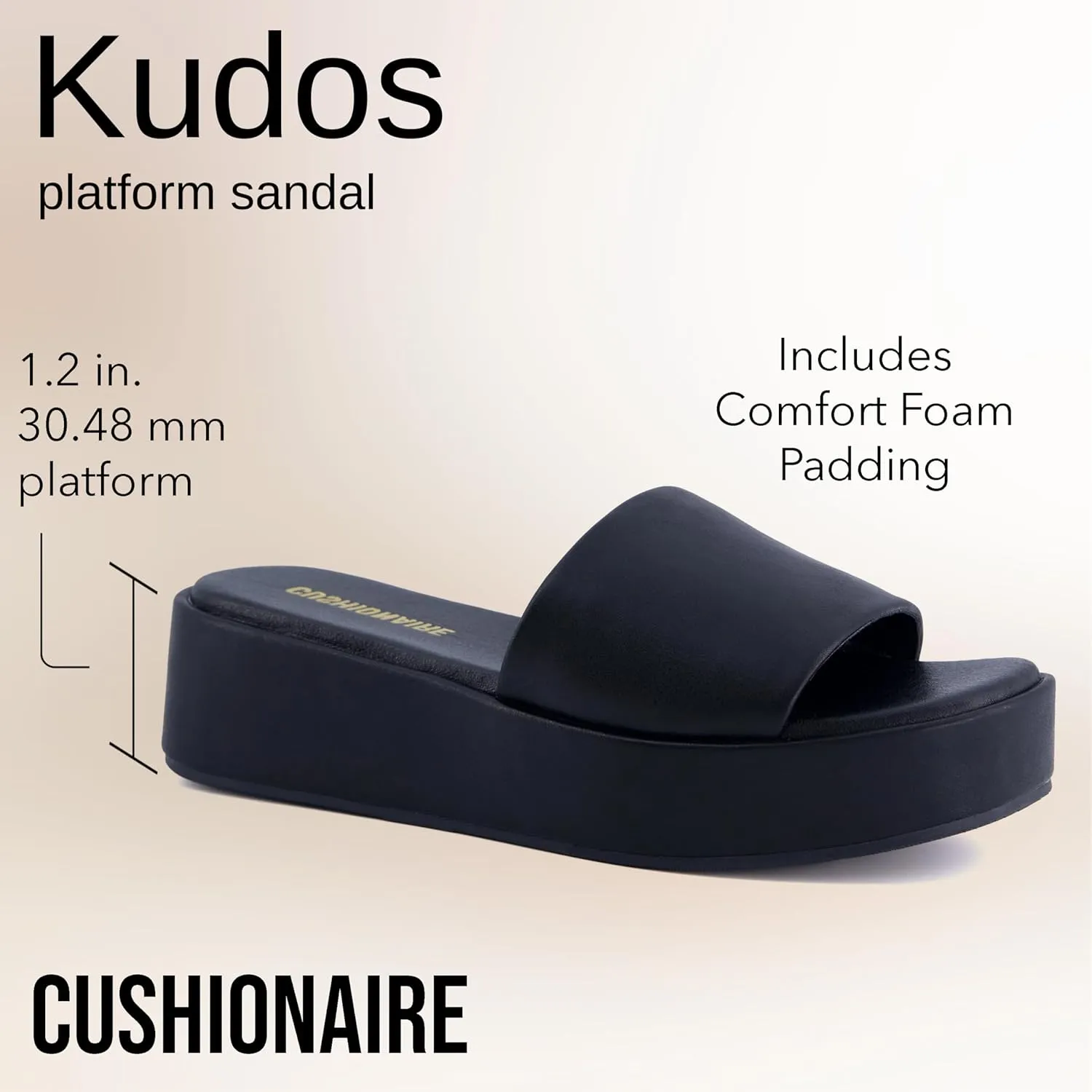 CUSHIONAIRE KUDOS Women’s Platform Sandals – Wedge Sandals for Women, Comfortable Slip-On Shoes, Dressy Summer Sandals with Cushioned Footbed