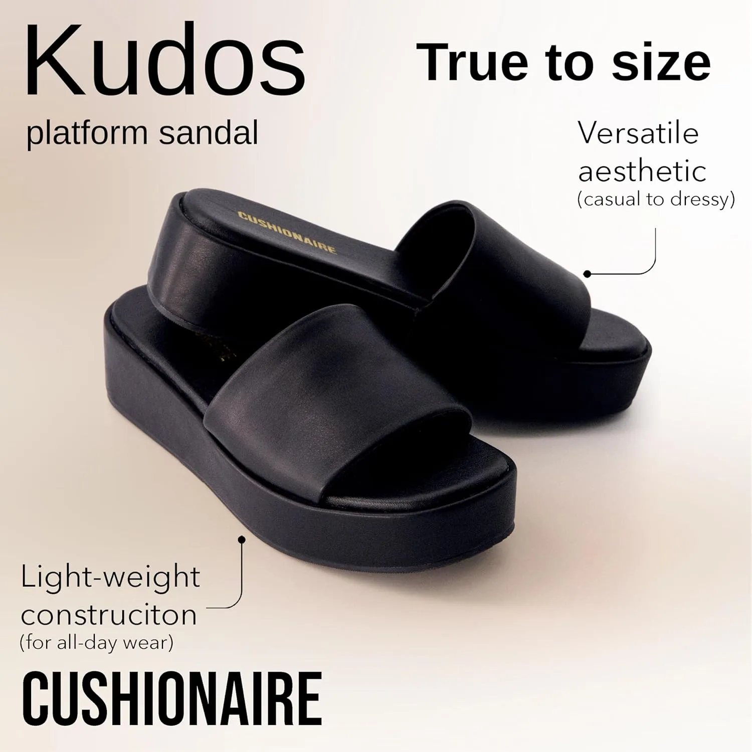 CUSHIONAIRE KUDOS Women’s Platform Sandals – Wedge Sandals for Women, Comfortable Slip-On Shoes, Dressy Summer Sandals with Cushioned Footbed