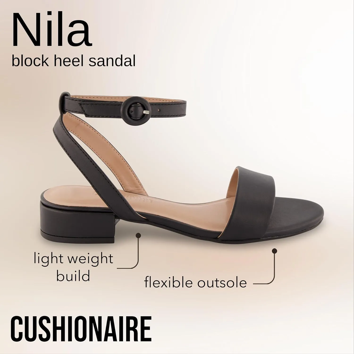 CUSHIONAIRE Women's Nila one band low block heel sandal  Wide Widths Available