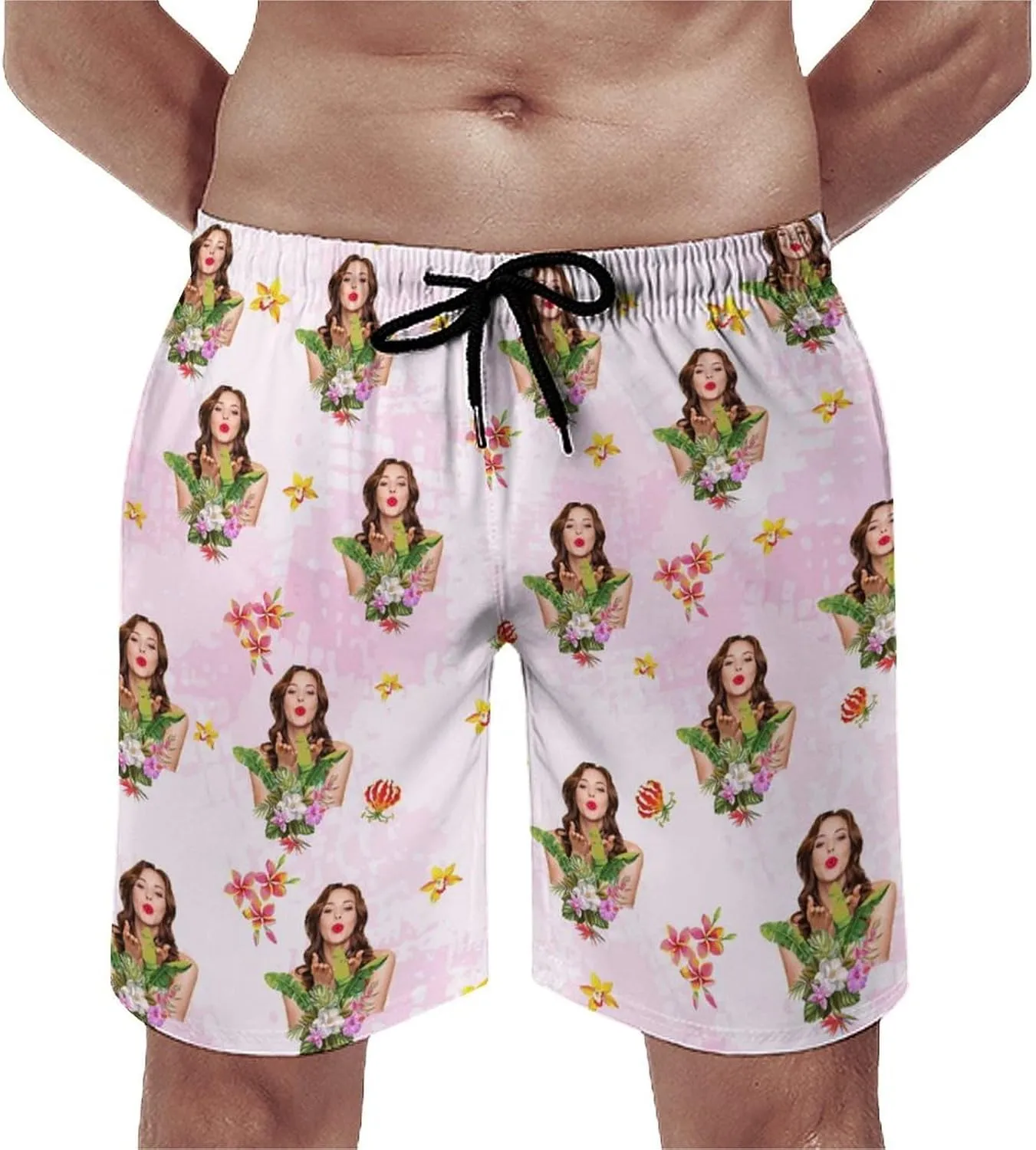 Custom Face Couple Matching Swimwear Personalized Bikini Set Swim Shorts High Waisted Bikini Swimsuit Bathing Suit for Gift