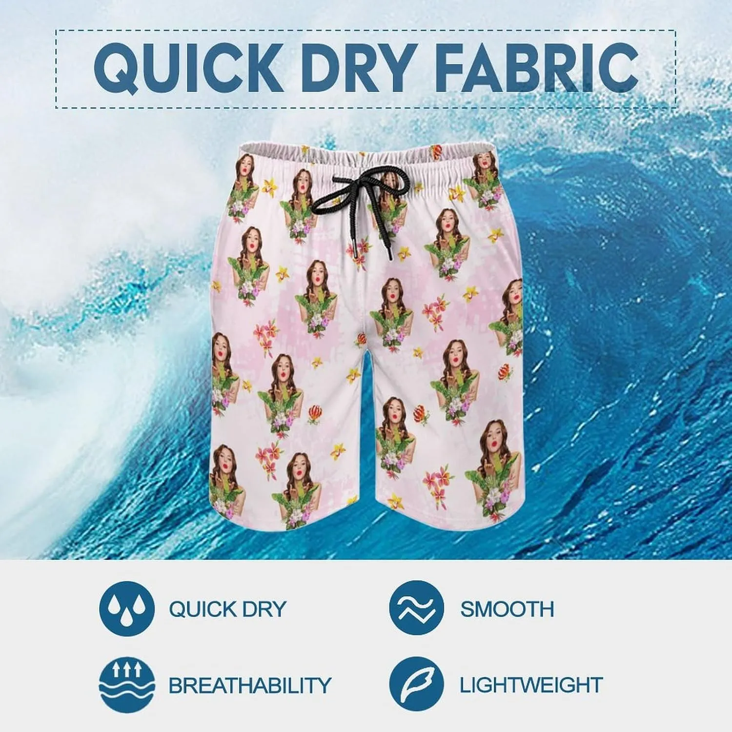 Custom Face Couple Matching Swimwear Personalized Bikini Set Swim Shorts High Waisted Bikini Swimsuit Bathing Suit for Gift