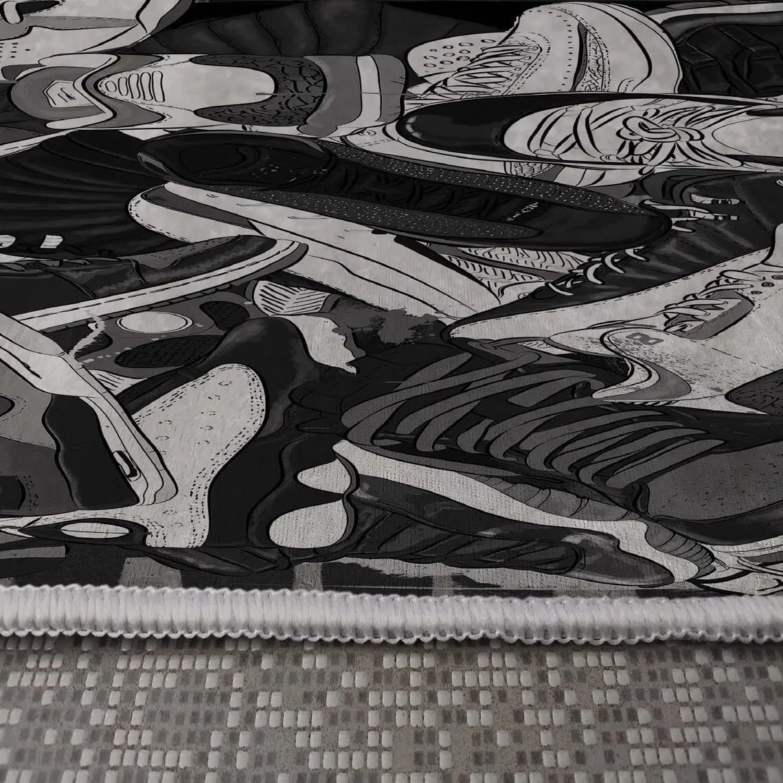 Dark Color Sneakers Rug, Custom Shoes Street Decor, Fashion Art, Cool Carpet