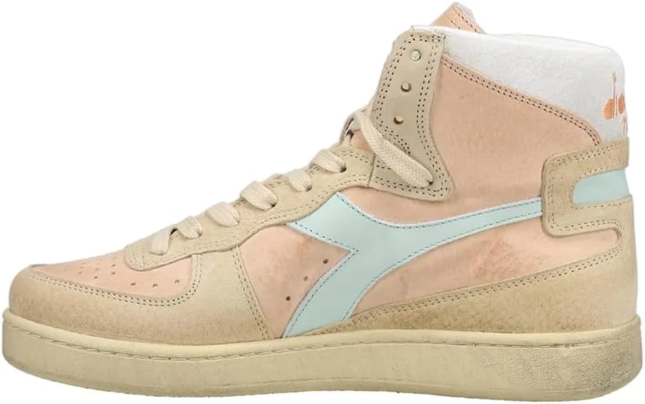 Diadora Mens Mi Basket Pigskin Used High Sneakers Shoes Casual - Pink
