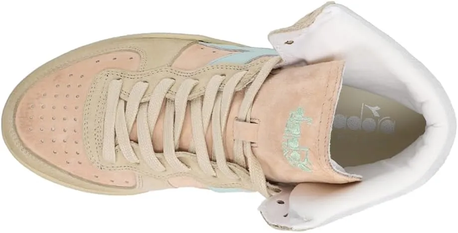 Diadora Mens Mi Basket Pigskin Used High Sneakers Shoes Casual - Pink