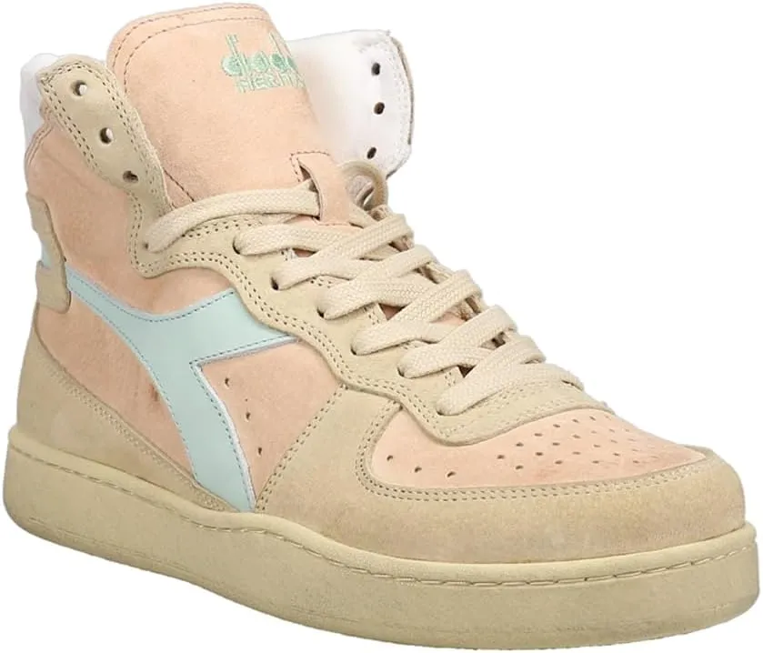 Diadora Mens Mi Basket Pigskin Used High Sneakers Shoes Casual - Pink