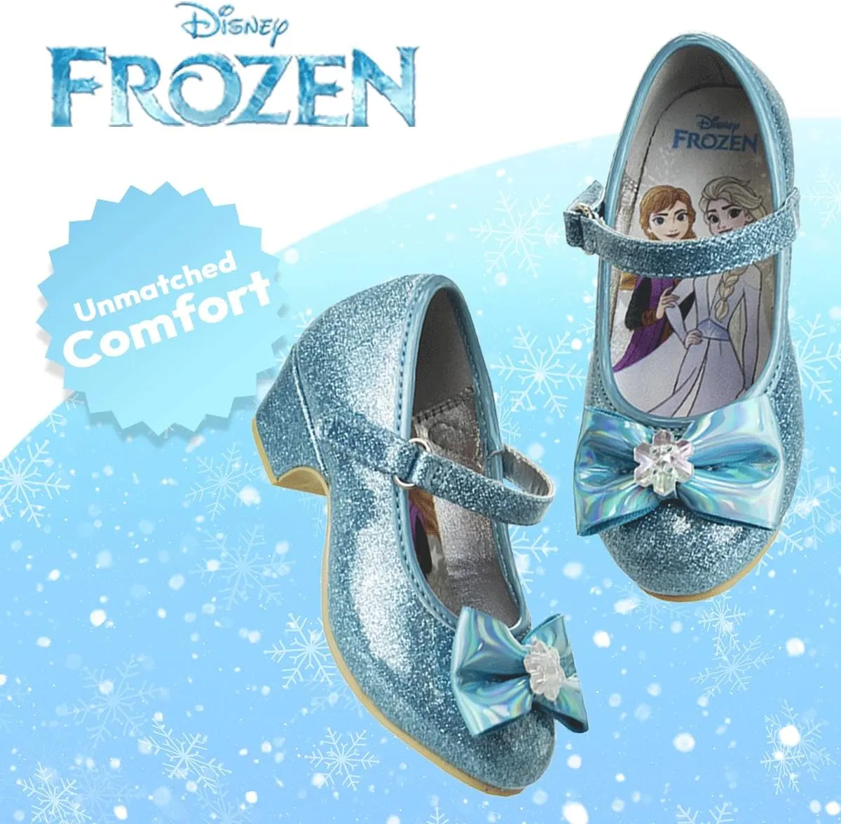 Disney Shoes - Girls Mary Jane Flat Pump Strap with Bow - Kids Character Princess Dress up Costume Flower School Party Flats Slip on - Toddler/Little Kid
