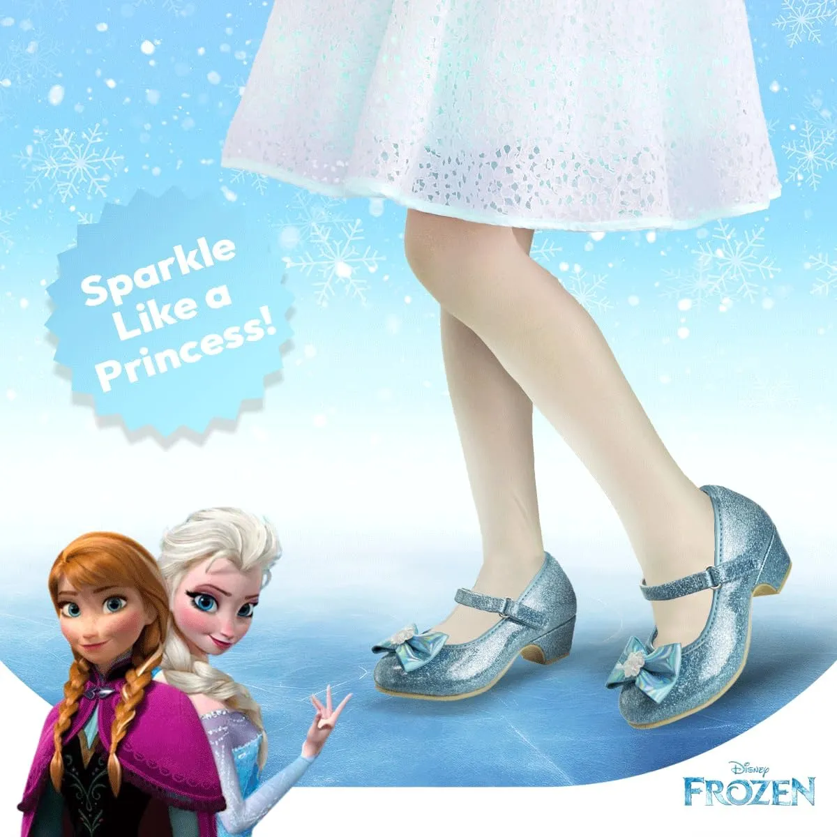 Disney Shoes - Girls Mary Jane Flat Pump Strap with Bow - Kids Character Princess Dress up Costume Flower School Party Flats Slip on - Toddler/Little Kid