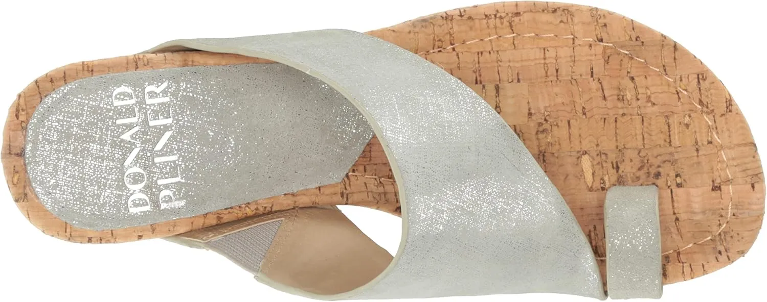 Donald J Pliner Women's Gyer Sandal – Distressed Metallic Leather Upper Wedge