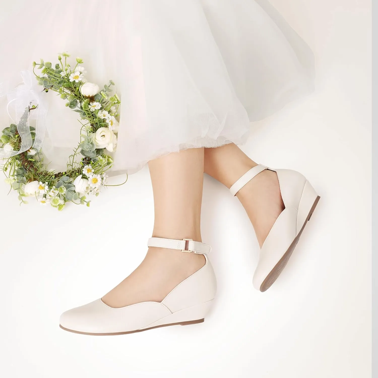 DREAM PAIRS Girls Dress Shoes Low Wedge Heels Ankle Strap Wedding Flower Party Pump for Toddler Little Big Kid