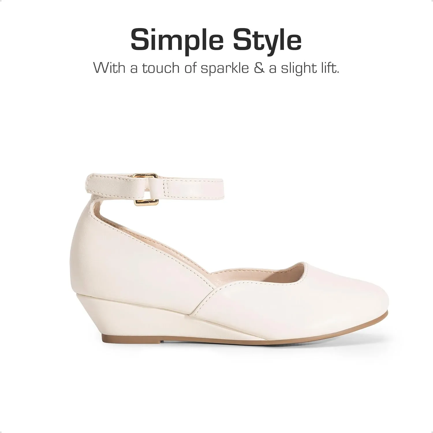 DREAM PAIRS Girls Dress Shoes Low Wedge Heels Ankle Strap Wedding Flower Party Pump for Toddler Little Big Kid