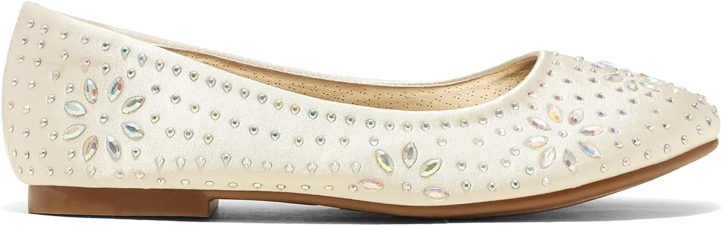 DREAM PAIRS Girls Dress Shoes Slip-on Rhinestone Glitter Ballet Flats for Wedding, Party, Birthday, Prom, Little Kid/Big Kid