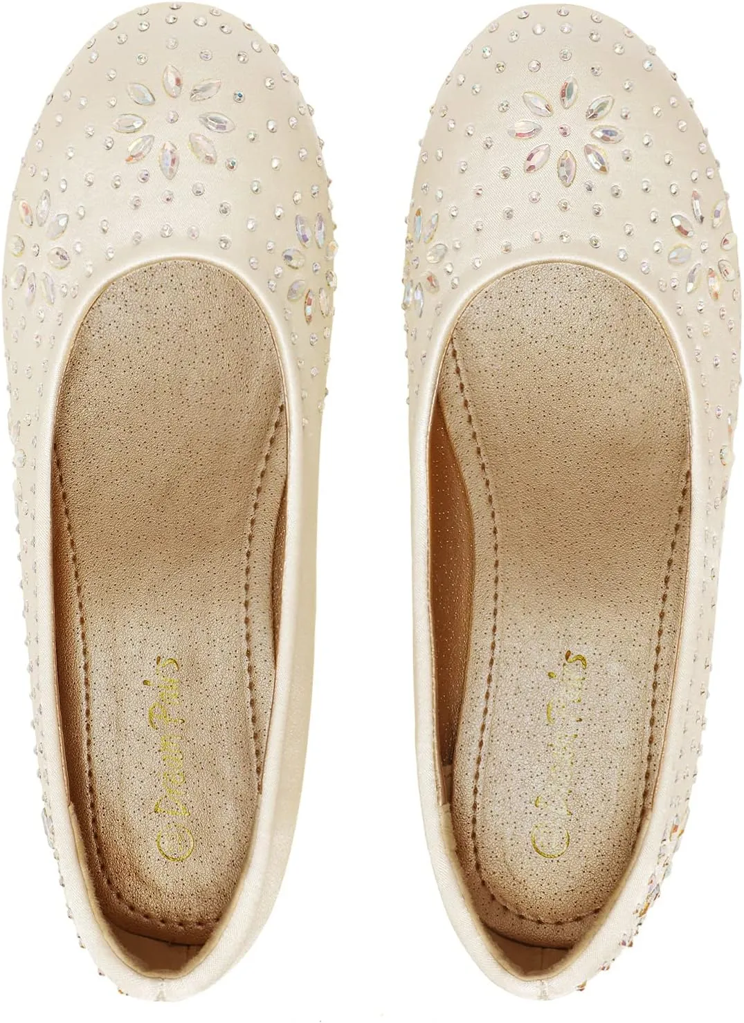 DREAM PAIRS Girls Dress Shoes Slip-on Rhinestone Glitter Ballet Flats for Wedding, Party, Birthday, Prom, Little Kid/Big Kid