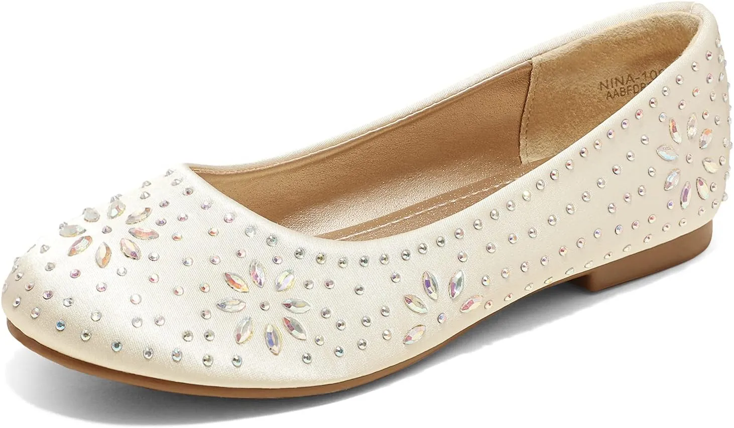 DREAM PAIRS Girls Dress Shoes Slip-on Rhinestone Glitter Ballet Flats for Wedding, Party, Birthday, Prom, Little Kid/Big Kid