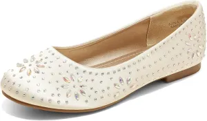 DREAM PAIRS Girls Dress Shoes Slip-on Rhinestone Glitter Ballet Flats for Wedding, Party, Birthday, Prom, Little Kid/Big Kid