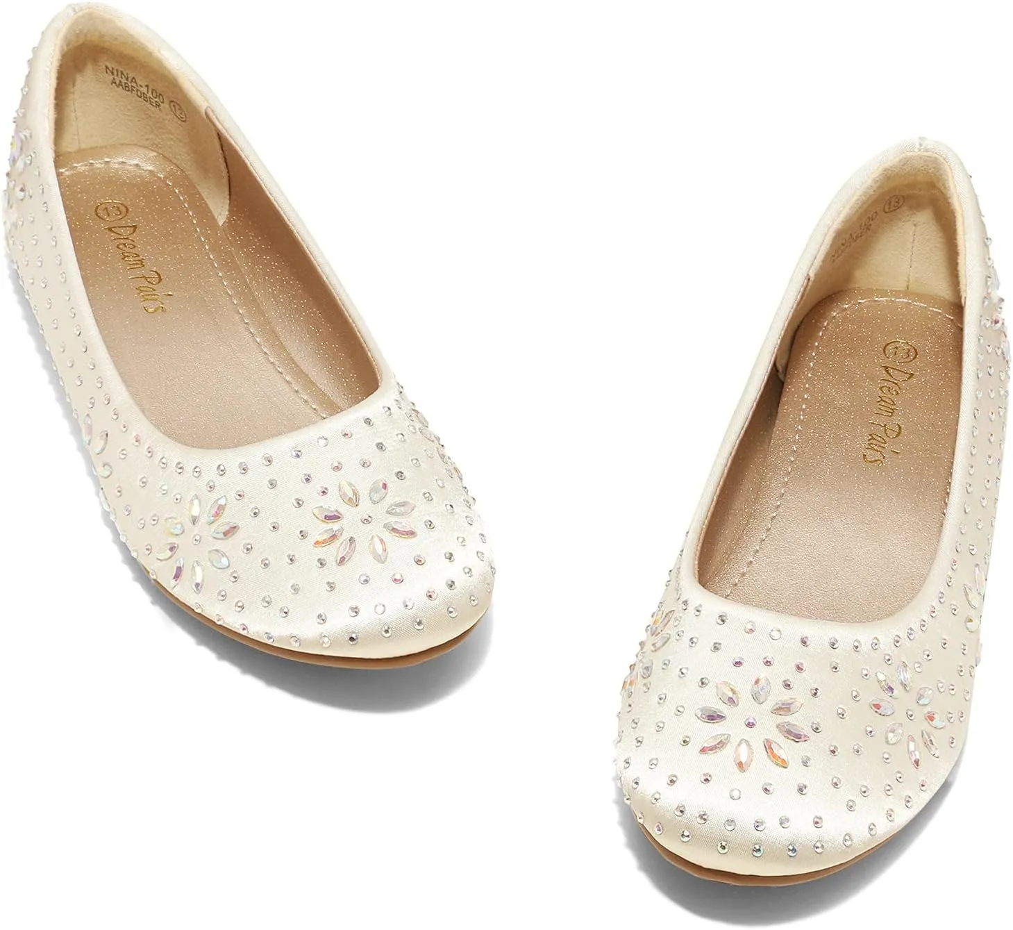 DREAM PAIRS Girls Dress Shoes Slip-on Rhinestone Glitter Ballet Flats for Wedding, Party, Birthday, Prom, Little Kid/Big Kid