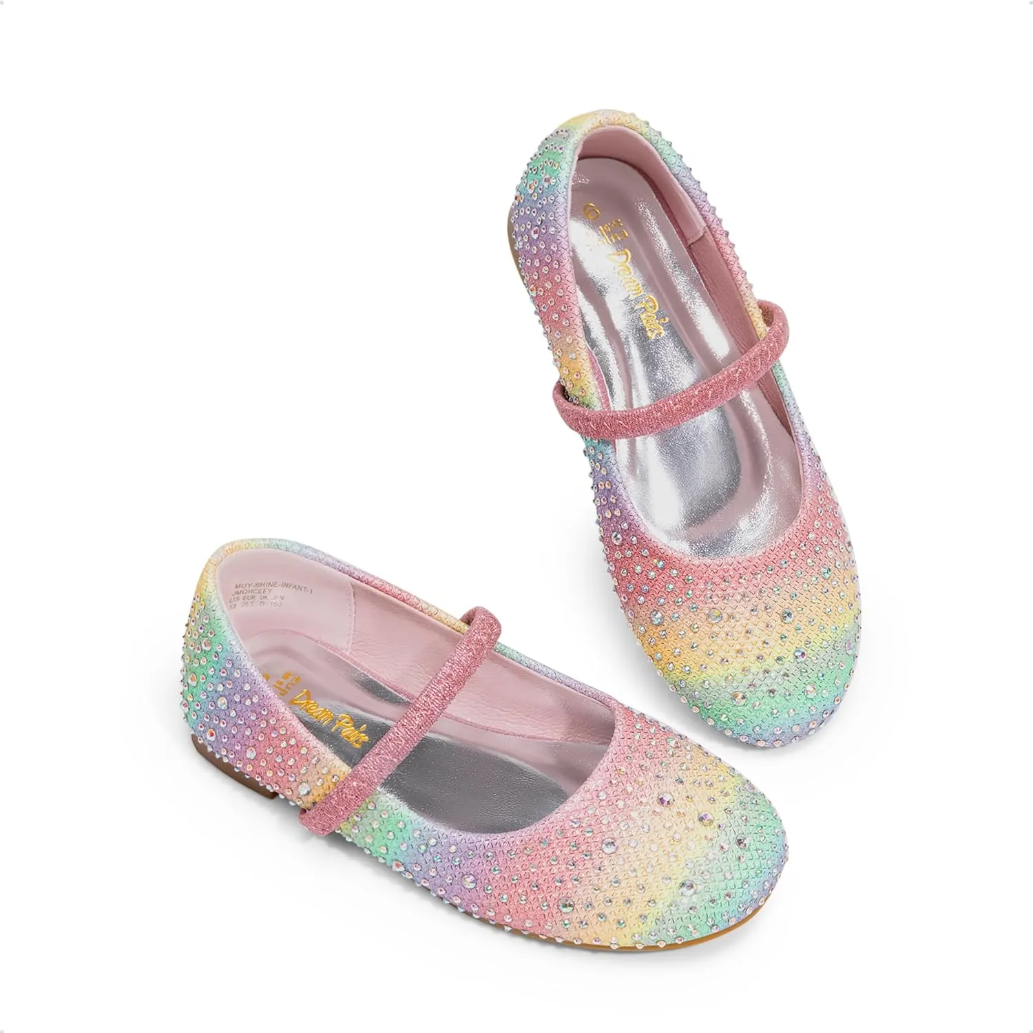 DREAM PAIRS Girls Mary Jane Rhinestone Dress Shoes Slip On Ballet Toddler Flats for Party, Wedding, Christmas