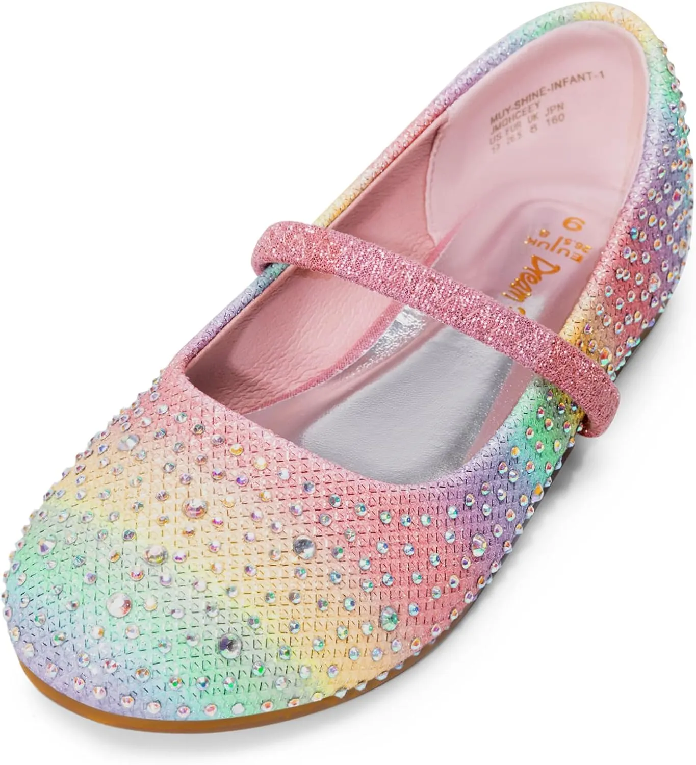 DREAM PAIRS Girls Mary Jane Rhinestone Dress Shoes Slip On Ballet Toddler Flats for Party, Wedding, Christmas