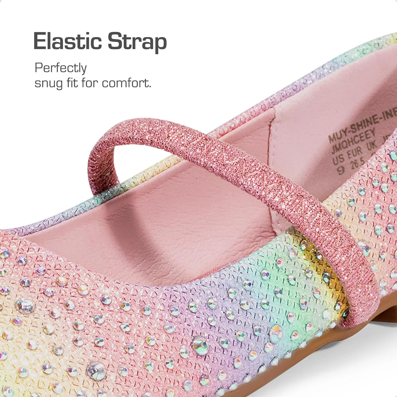DREAM PAIRS Girls Mary Jane Rhinestone Dress Shoes Slip On Ballet Toddler Flats for Party, Wedding, Christmas