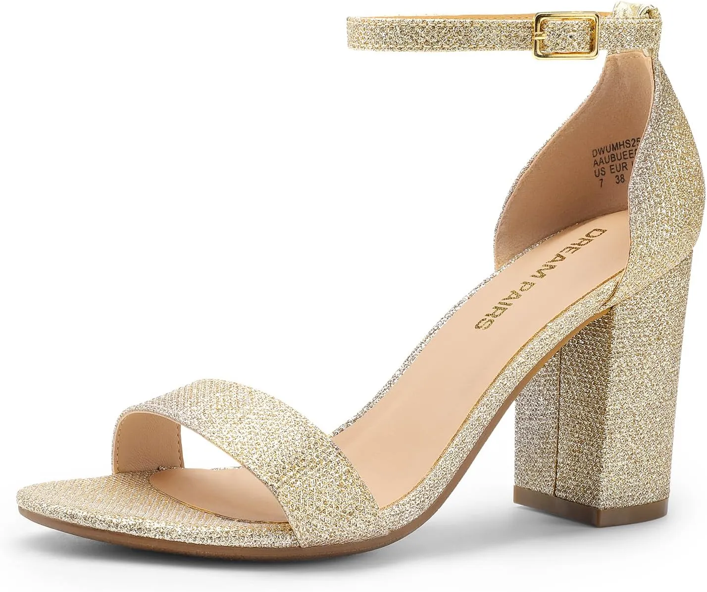 DREAM PAIRS Heels for Women Chunky Block Heel Open Toe Ankle Strap 3.5 Inch Heeled Sandals for Party Date Wedding