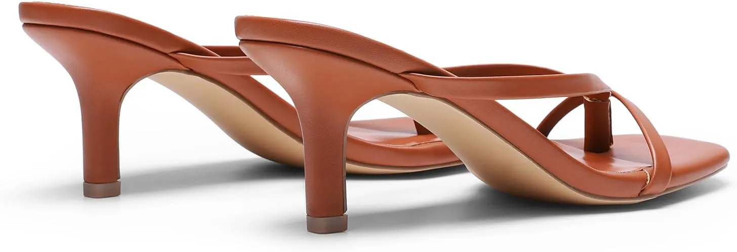 DREAM PAIRS Heels for Women Flip Flops Kitten Low Heels Open Square Toe Thong Heeled Sandals, Sexy Fashion Comfort Shoes for Party Casual Slides
