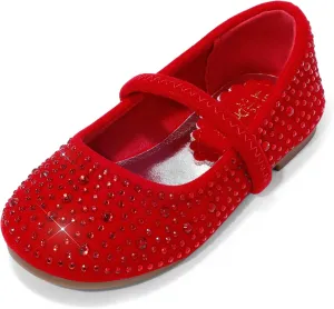 DREAM PAIRS Toddler Girls Dress Shoes Mary Jane Ballet Flats, Flower Girl Shoes with Rhinestone, Slip-on Toddler Mary Jane Flats