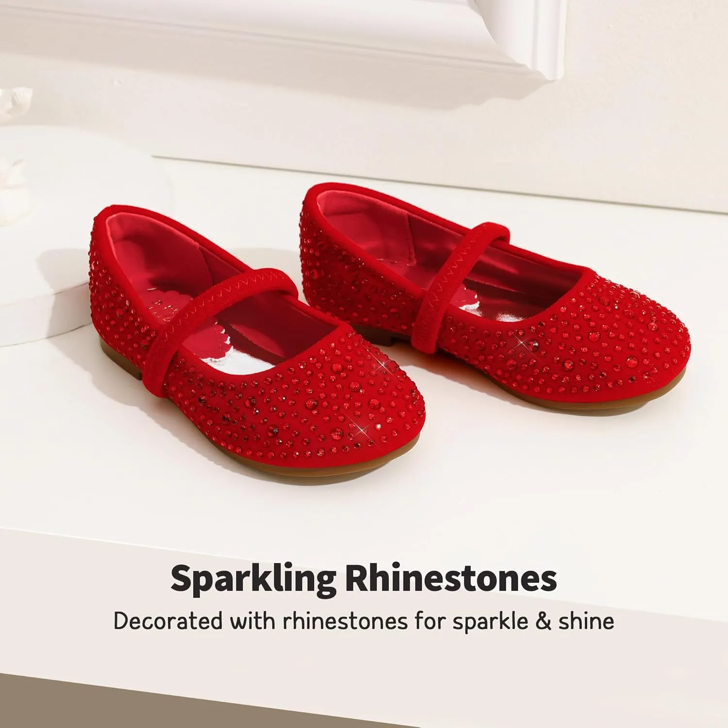 DREAM PAIRS Toddler Girls Dress Shoes Mary Jane Ballet Flats, Flower Girl Shoes with Rhinestone, Slip-on Toddler Mary Jane Flats