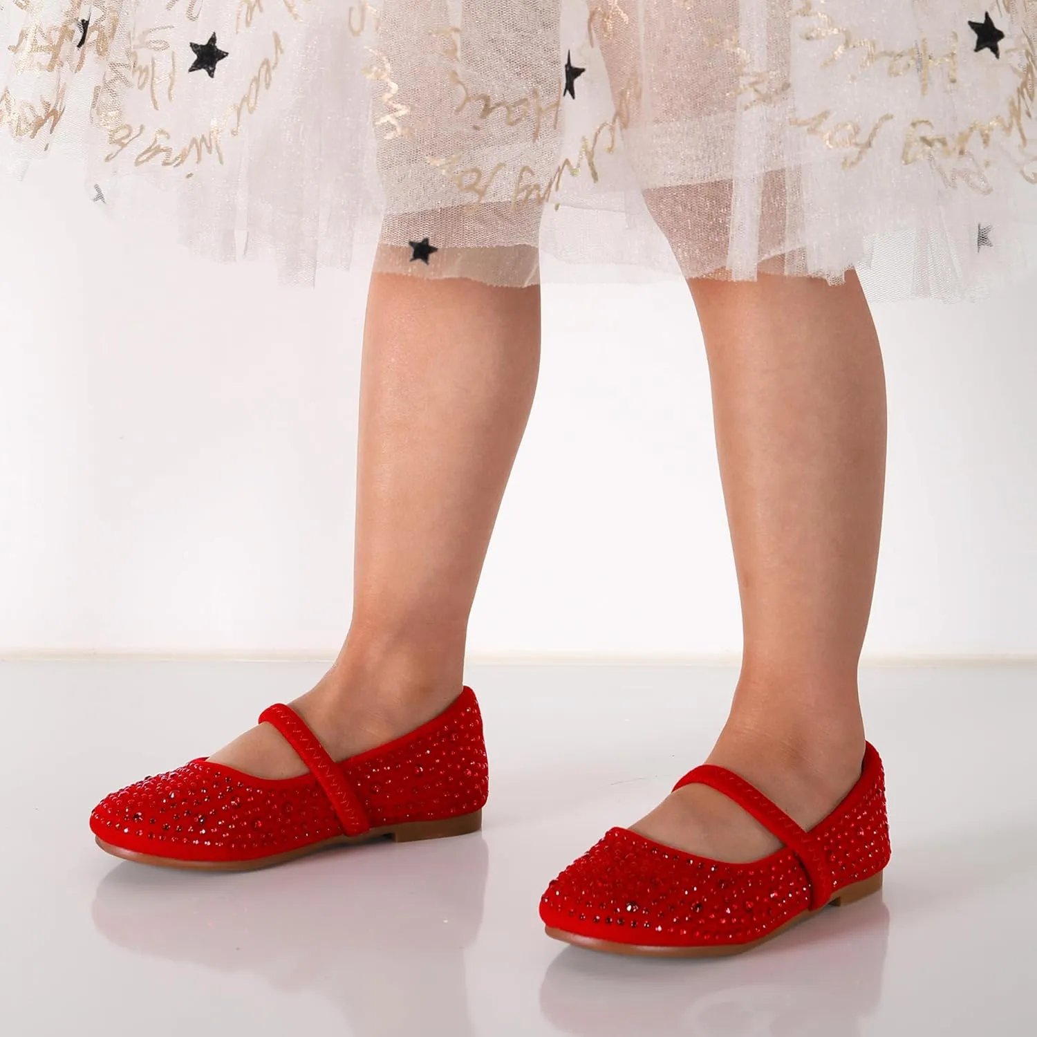 DREAM PAIRS Toddler Girls Dress Shoes Mary Jane Ballet Flats, Flower Girl Shoes with Rhinestone, Slip-on Toddler Mary Jane Flats