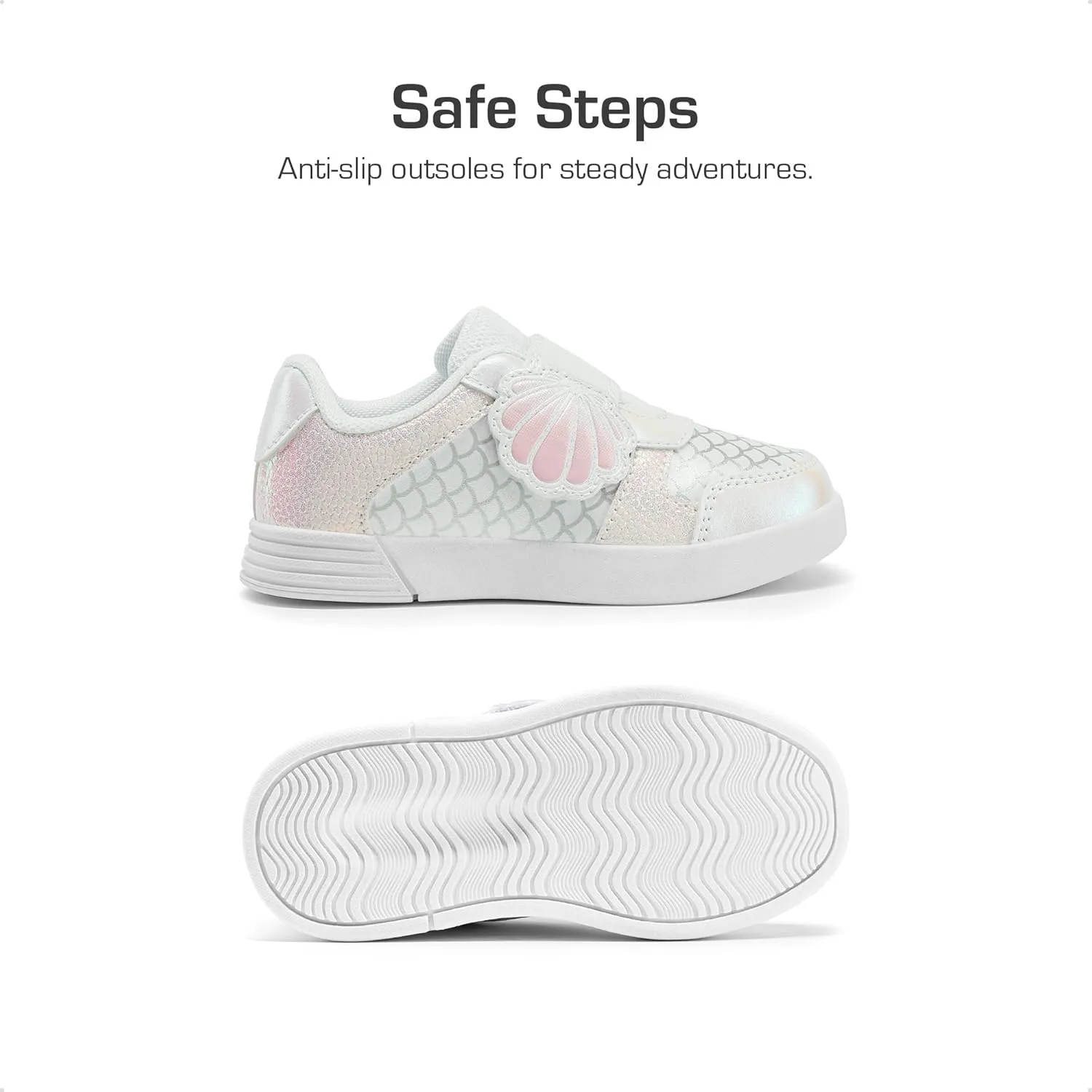 DREAM PAIRS Toddler Girls Sneakers Sparkly Shiny Lightweight Comfortable Hook and Loop Casual Walking Little Kids Shoes