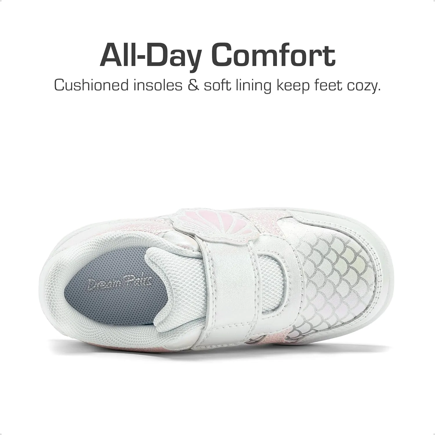DREAM PAIRS Toddler Girls Sneakers Sparkly Shiny Lightweight Comfortable Hook and Loop Casual Walking Little Kids Shoes