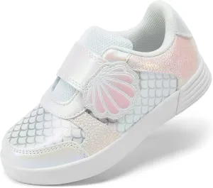 DREAM PAIRS Toddler Girls Sneakers Sparkly Shiny Lightweight Comfortable Hook and Loop Casual Walking Little Kids Shoes