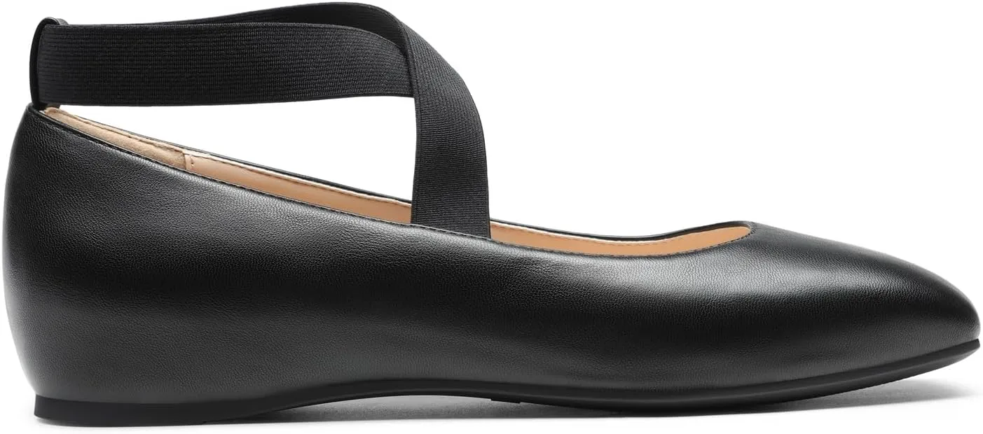 DREAM PAIRS Women's Ballet Flats, Comfortable Slip-On Square Toe Dress Shoes with Elastic Ankle Straps