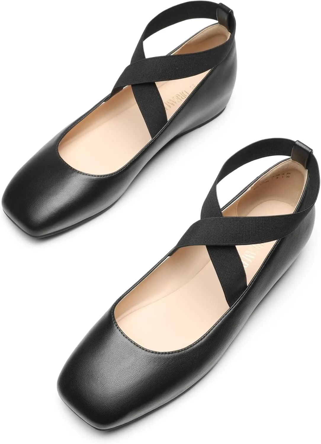 DREAM PAIRS Women's Ballet Flats, Comfortable Slip-On Square Toe Dress Shoes with Elastic Ankle Straps