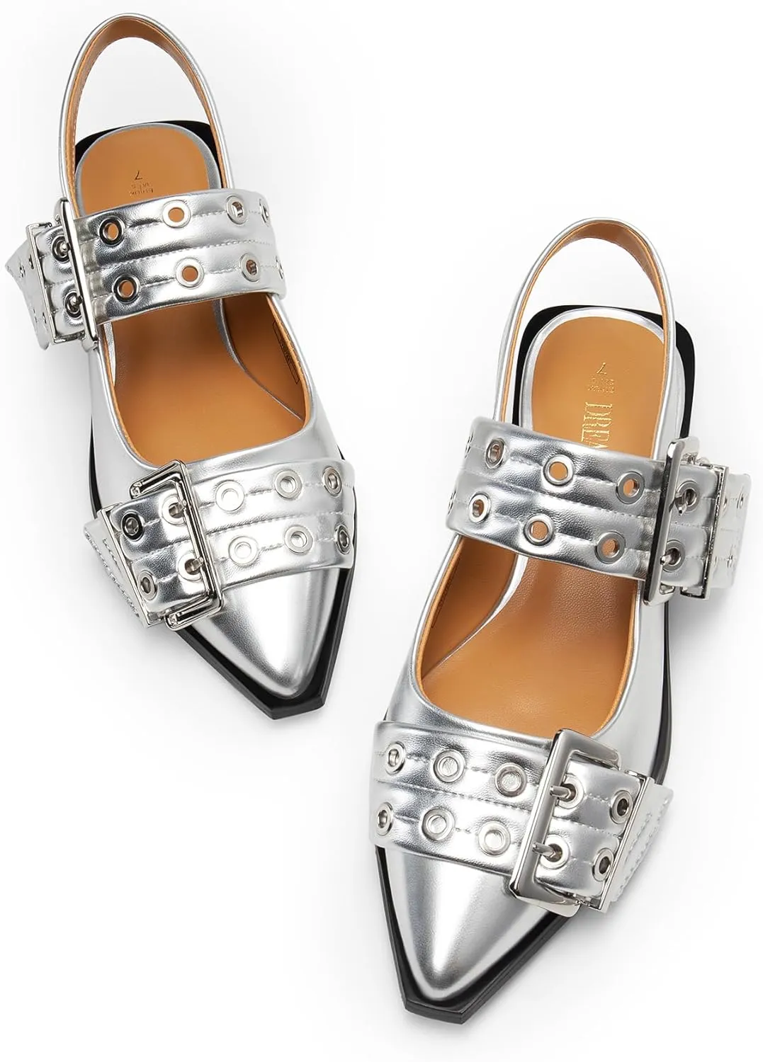 DREAM PAIRS Women's Slingback Ballet Flats, Pointed Toe Buckle Comfortable Dress Slip-on Flat Shoes