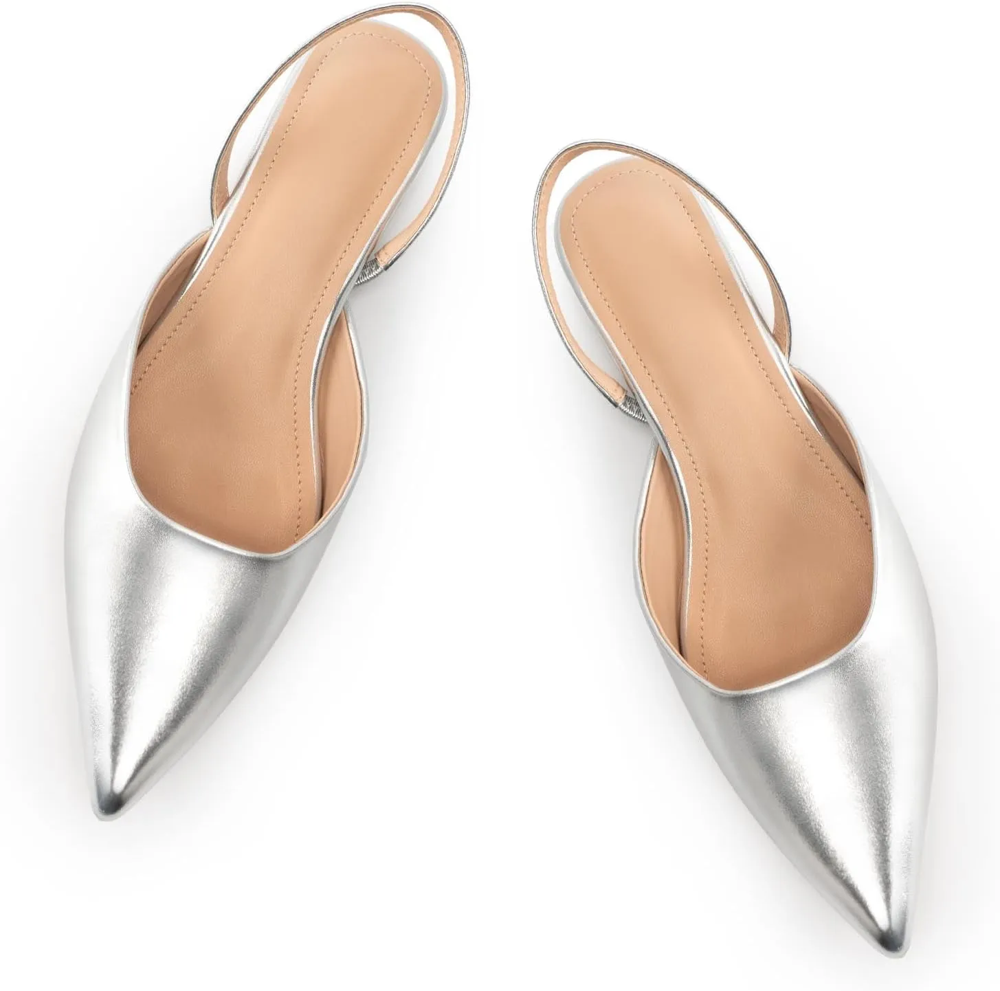 DREAMCIA Slingback Flats for Women, Pointed-Toe Ballet Flats with Buckle Strap for Elegant Women，Classic Low Heel Dress Shoes for Casual Work Office Party