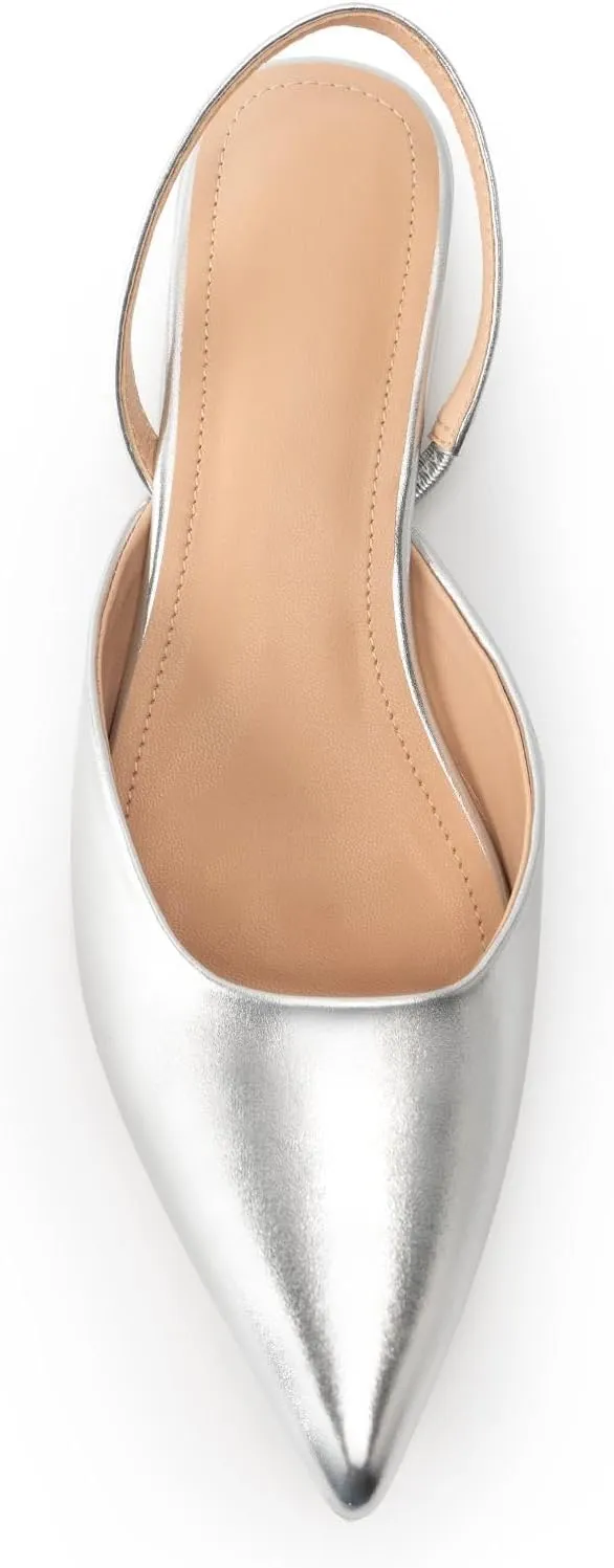 DREAMCIA Slingback Flats for Women, Pointed-Toe Ballet Flats with Buckle Strap for Elegant Women，Classic Low Heel Dress Shoes for Casual Work Office Party