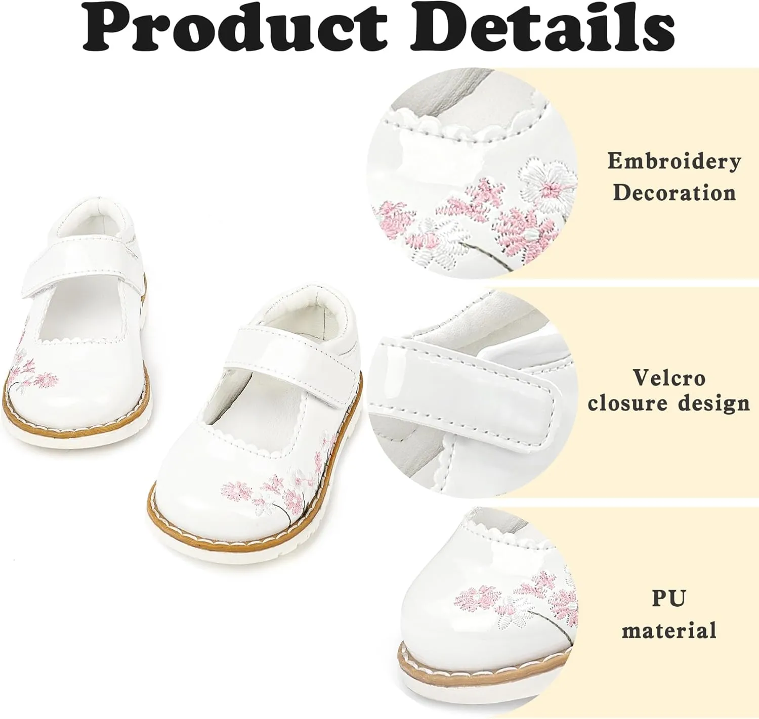Dress Shoes for Girls Bow Flower Girl Mary Jane Flats Little Girl Dress Shoes for Wedding, Party, Birthday