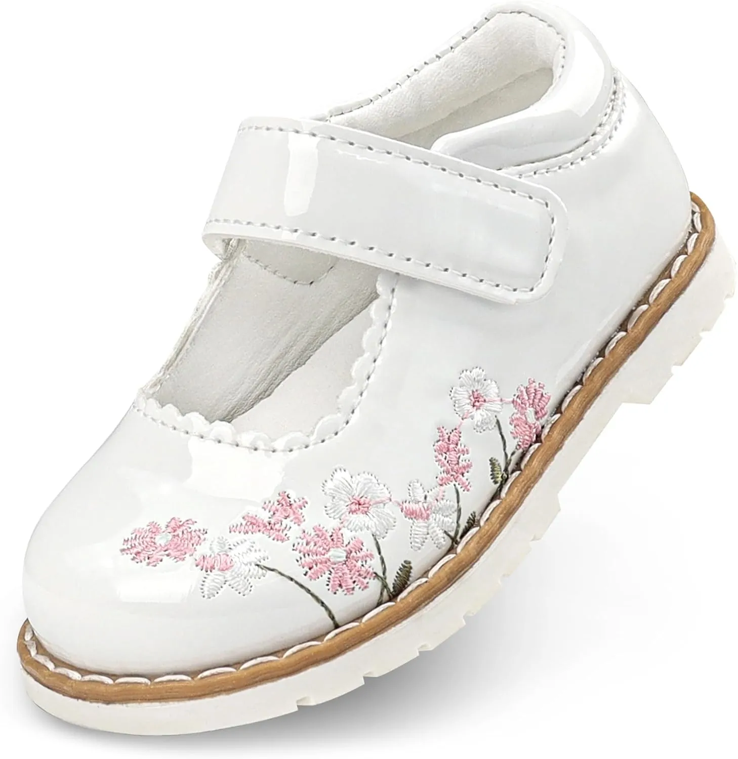 Dress Shoes for Girls Bow Flower Girl Mary Jane Flats Little Girl Dress Shoes for Wedding, Party, Birthday