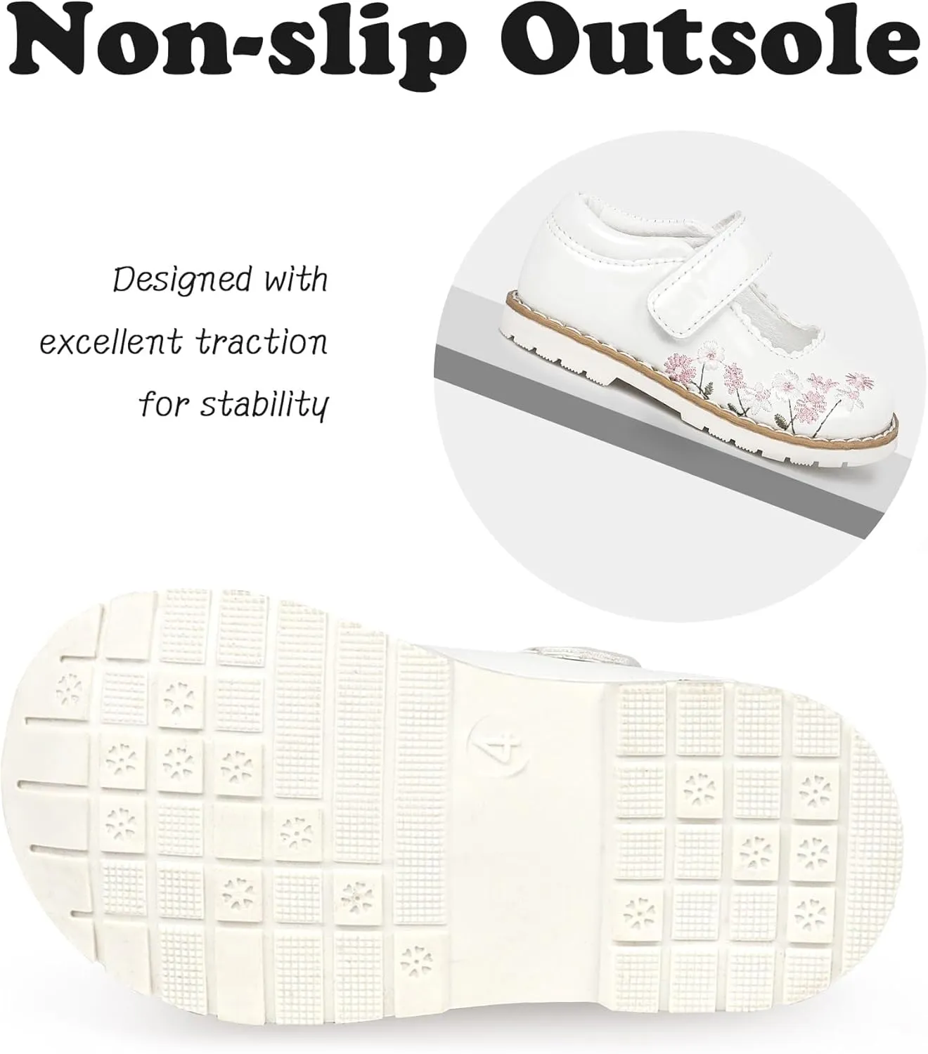 Dress Shoes for Girls Bow Flower Girl Mary Jane Flats Little Girl Dress Shoes for Wedding, Party, Birthday