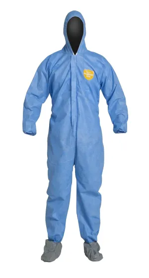 DuPont ProShield 10 Disposable Protective Coverall with Elastic Cuff, Standard Fit Hood and Attached Skid-Resistant Boots, Blue, X-Large, 25-Pack