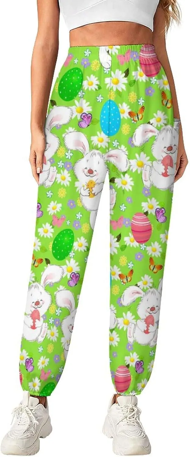 Easter Eggs Print Yoga Bloomers Womens Hippie Harem Pant Lantern Pants Elastic Gym Yoga Clothes Loose Casual Slacks