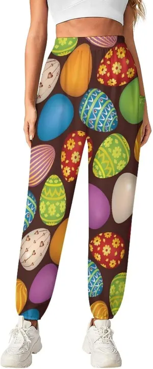 Easter Eggs Print Yoga Bloomers Womens Hippie Harem Pant Lantern Pants Elastic Gym Yoga Clothes Loose Casual Slacks