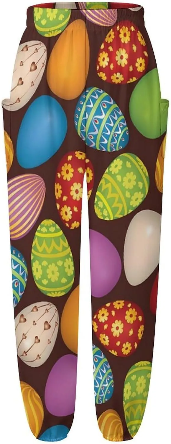 Easter Eggs Print Yoga Bloomers Womens Hippie Harem Pant Lantern Pants Elastic Gym Yoga Clothes Loose Casual Slacks