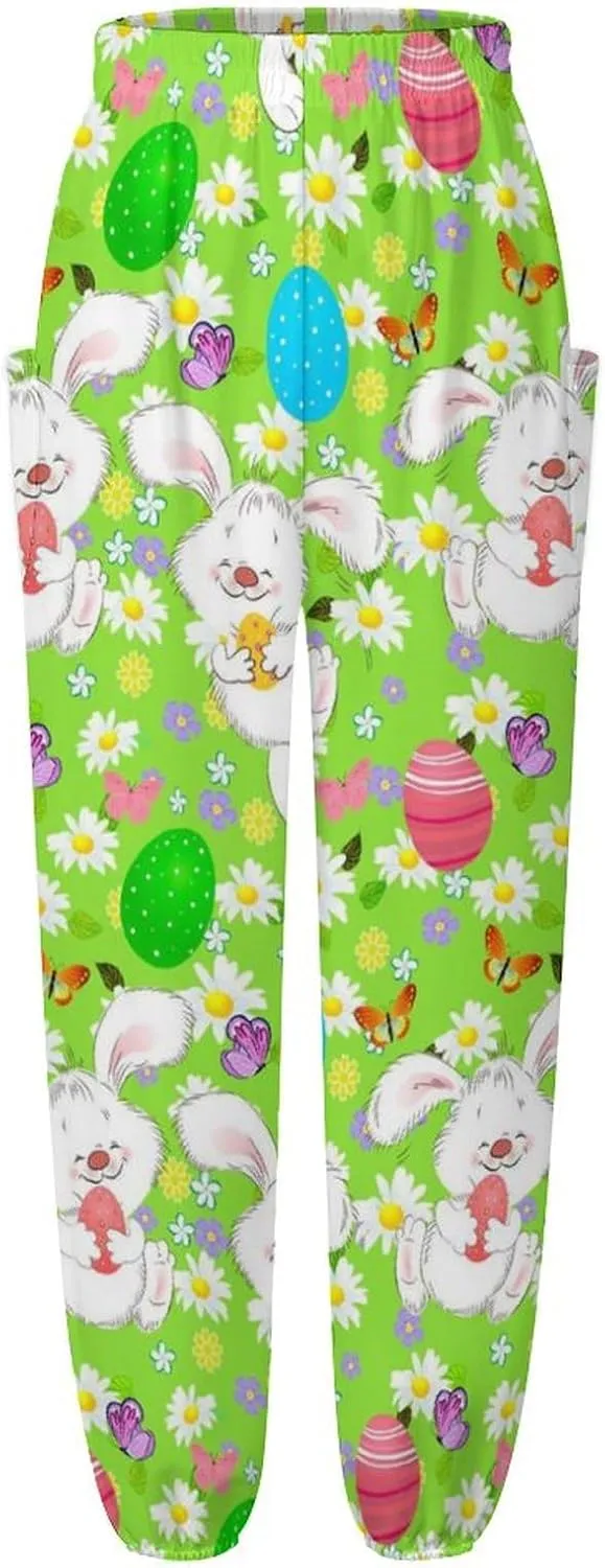 Easter Eggs Print Yoga Bloomers Womens Hippie Harem Pant Lantern Pants Elastic Gym Yoga Clothes Loose Casual Slacks
