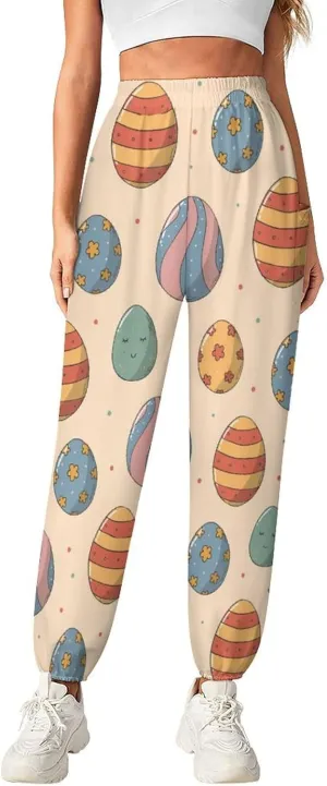 Easter Eggs Print Yoga Bloomers Womens Hippie Harem Pant Lantern Pants Elastic Gym Yoga Clothes Loose Casual Slacks