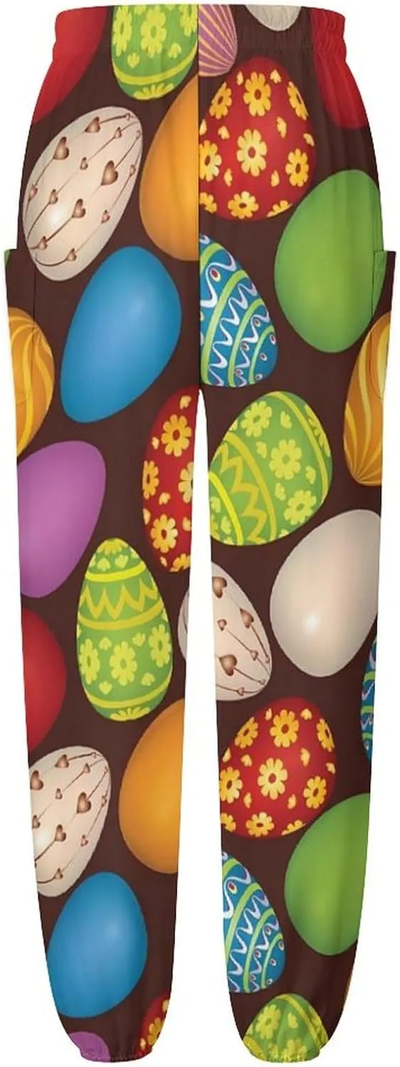 Easter Eggs Print Yoga Bloomers Womens Hippie Harem Pant Lantern Pants Elastic Gym Yoga Clothes Loose Casual Slacks
