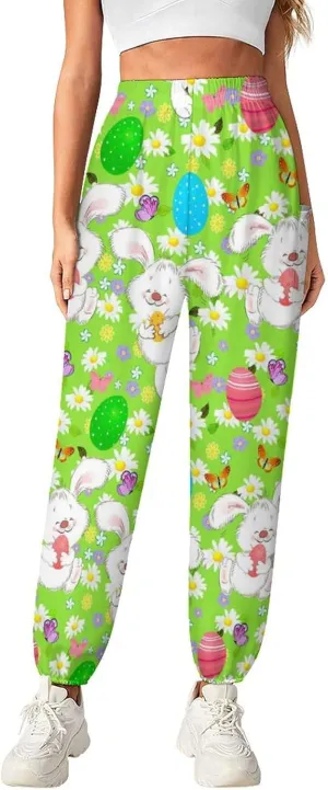 Easter Eggs Print Yoga Bloomers Womens Hippie Harem Pant Lantern Pants Elastic Gym Yoga Clothes Loose Casual Slacks