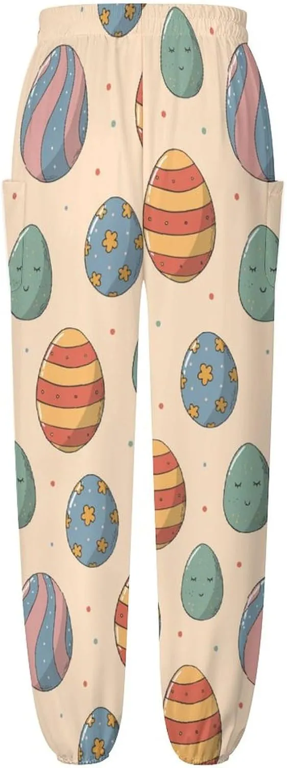 Easter Eggs Print Yoga Bloomers Womens Hippie Harem Pant Lantern Pants Elastic Gym Yoga Clothes Loose Casual Slacks
