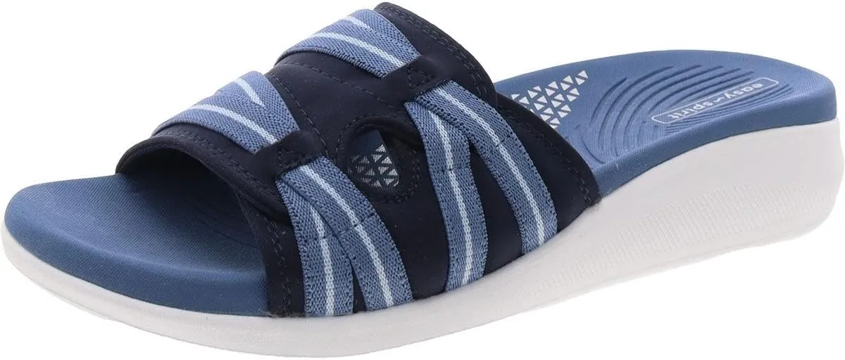 Easy Spirit Womens Wisher 2 Cushioned Footbed Peep-Toe Slide Sandals