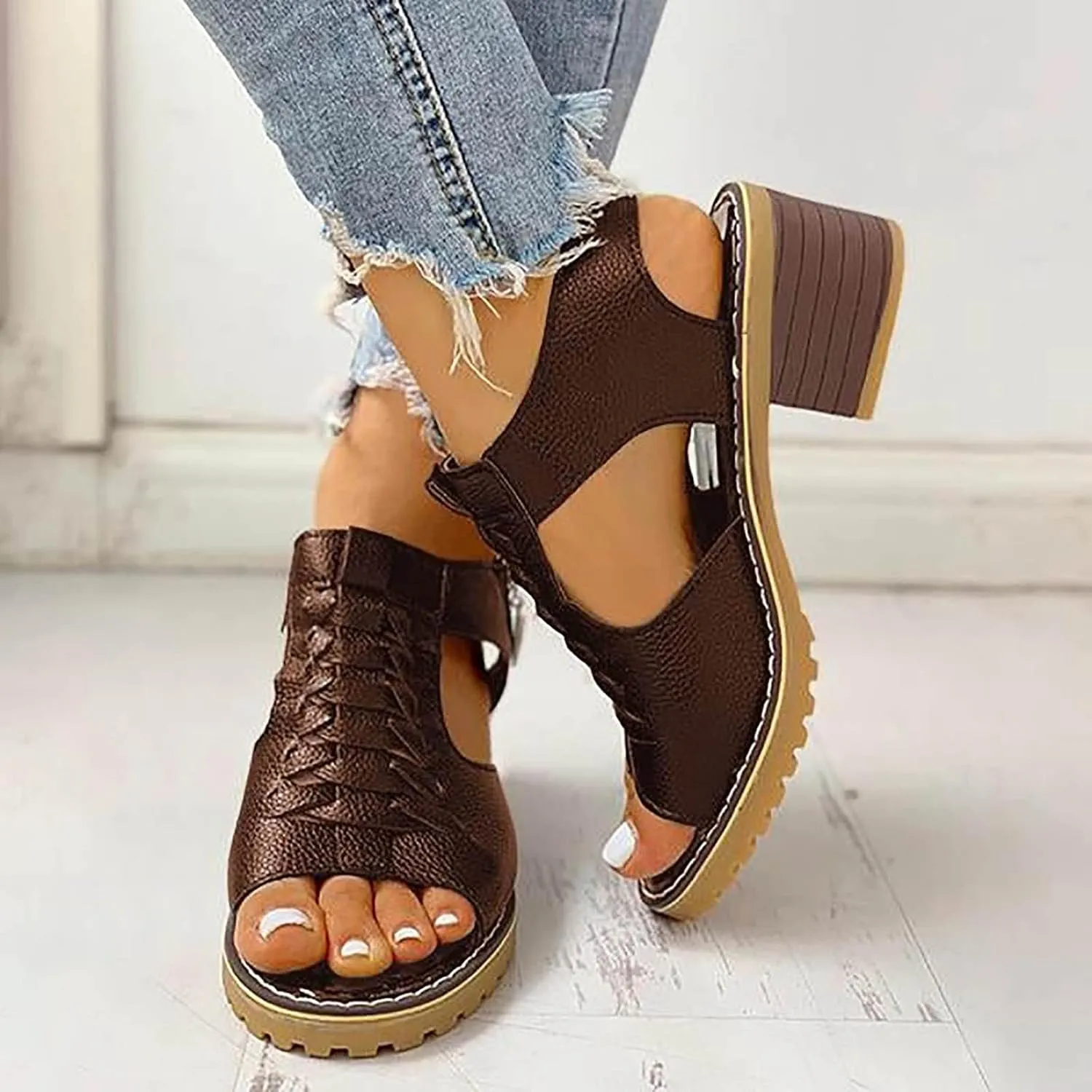Eduavar Womens Wedge Sandals, Orthopedic Sandals for Women Sandals Open Toe Wedge Platform Sandal with Back Strap