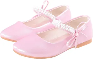 Elegant White Dress Shoes for Girls, Breathable Ballet Flats with Bow Accents - Church, Communion & Formal Occasions